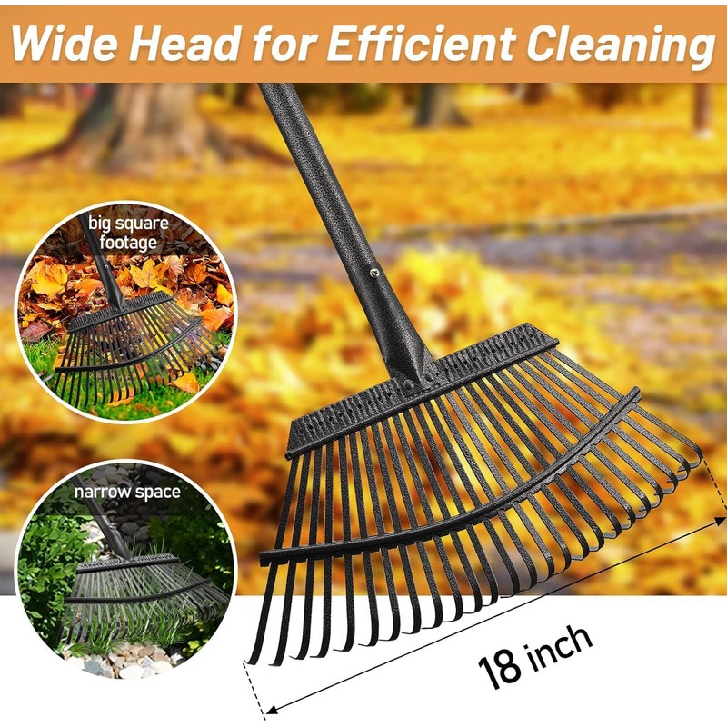 Garden Rake for Leaves, Leaf Rakes Heavy Duty for Yard,Lawn,Shrub,Grass,Mulch,