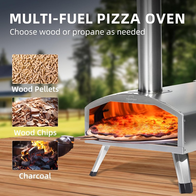 12” Portable Wood Fired Pizza Oven - Stainless Steel Pellet