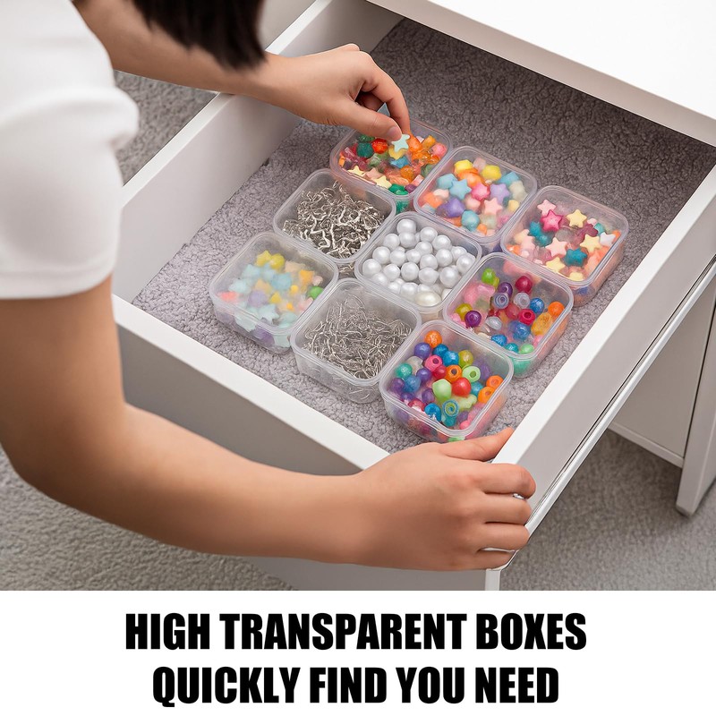 Dimeho 100 Pcs Small Plastic Boxes Beads Storage Containers Mini