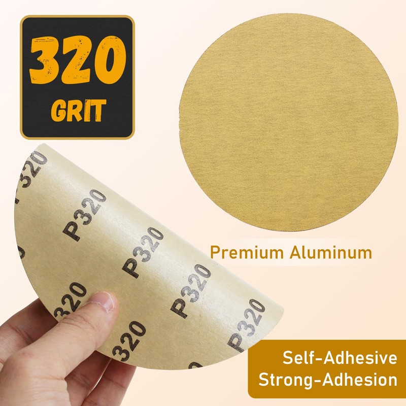 Glowentix 100 PCS 6 Inch PSA Sanding Discs 320 Grit