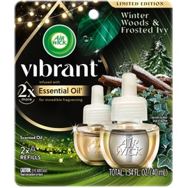 Air Wick Vibrant Plug in Scented Oil Refill, 2ct, Winter Woods & Frosted Ivy, Air Freshener, Essential Oils