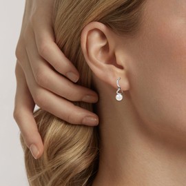 Pearl Threader Earrings for Women, 925 Sterling Silver Spiral Threader Earrings, Trendy Hypoallergenic Pull Through Drop Dangle Earrings Wedding Jewelry Gifts