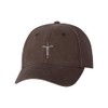 One Size Brown Baseball Jesus Cross Script Christian Embroidered Dad