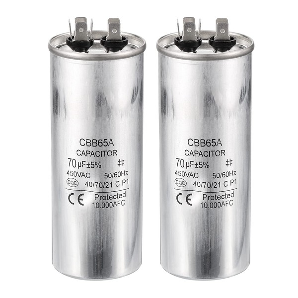 PATIKIL 70uF 70MDF 450V AC Fan Start Capacitor,2Pcs CBB65 Circular