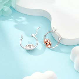 Dachshund Hoop Earrings S925 Sterling Silver Cute Dachshund Earrings Animal Jewelry Gifts for Women Dachshunds Lovers (Dachshund R)