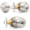 Probrico Satin Nickel Entry Door Knob and Double Cylinder Deadbolt
