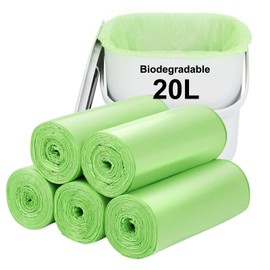 Aievrgad Biodegradable Trash Bags(5 Gallon)100PCS, small garbage bags,thicken,Recycle,Strong,durable trash Can Liners for kitchen bins,Bathroom/Home /Bedroom/Office/Wastebasket,5Rolls/Green (20L)