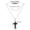 CrystalTears Black Obsidian Crystal Cross Necklace for Women Double Layered