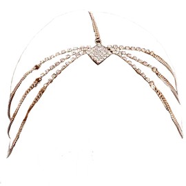 V G S Eternity Fashions Head Jewelry ~Goldtone Square Crystal Draped Head Chain Headband (IHC1031-GLD)