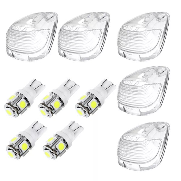 Fitting_Partszone 5x Clear LED Cab Roof Running Lights Lamp For