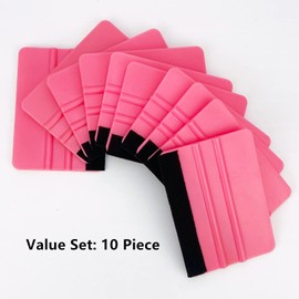 CCyanzi 4inch Vinyl Squeegee Tool Window Film Squeegee Decal Scraper Sign-Making Graphic Wallpaper Application, Felt Edge Protection Prevents Scratches - 10Piece Pink