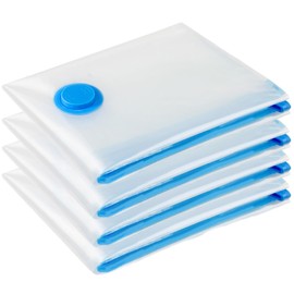 Vacuum Storage Bags - 4 Pack 100X130CM Extra Large Strong Space Saver Compression Bags - Reusable Vacuum Pack Bags Double Zip Seal Travel Vacuum Storage Bags for Clothes Duvets Quilts Bedding Pillows