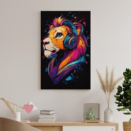Animal canvas paintings, cyberpunk decorative paintings, home decor canvas wall paintings, cool, colorful, and bright artworks, bedroom home decor murals, foyer decorations, art decorations, multiple sizes-X01156 - Color: Frame, Size: 12×18inch(30×45cm)