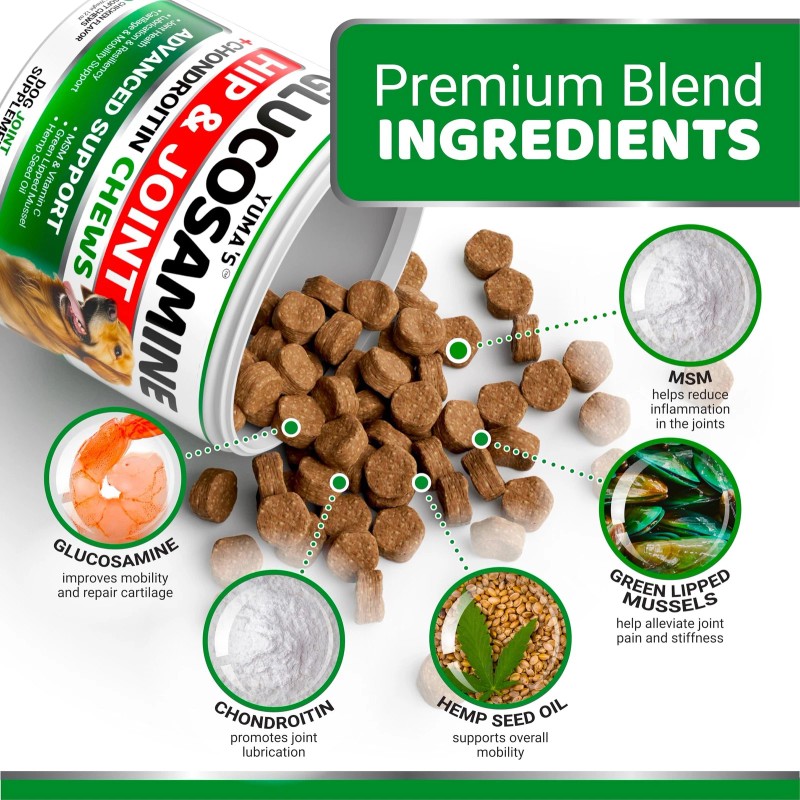 YUMA'S Glucosamine for Dogs - Hip and Joint Supplement for