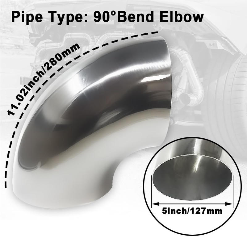 Gorniloxam OD 5 Inch 90 degree exhaust elbow Pipe SS304
