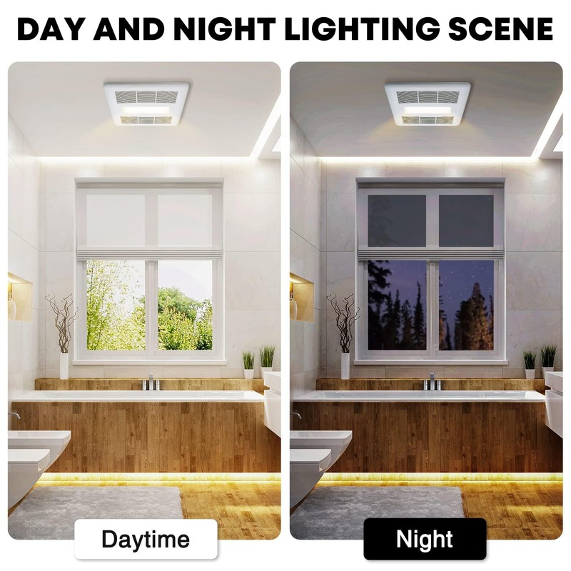 NookNova Bathroom Exhaust Fan with Light, Quiet Ventilation Fan, 100
