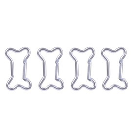 Vagocom 4Pcs Bone Shaped Keychain Clip,1.97Inches/5cm Aluminum Alloy Spring Key Chain Carabiner Key Ring(Silver)