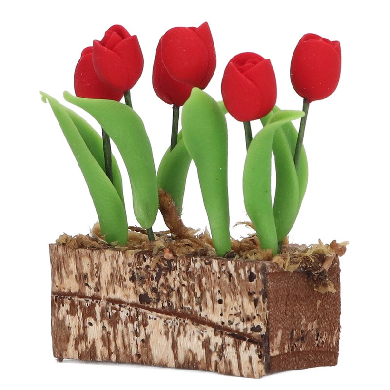 Artificial Tulips Flower Ornament 1:12 Doll House Garden Decor Simulated