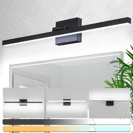 zouzai Second Generation Modern LED Bathroom Vanity Light Bar Black IP44 Over Mirror Bath Wall Fixture 5CCT Adjustable, Dual-Sided, 180° Adjustable Angle (24 inch)