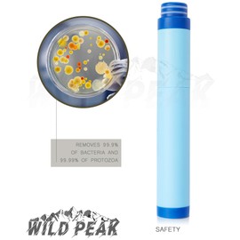 Wild Peak Stay Alive-4 Outdoor 4-Stage Water Filter Straw Emergency 22oz Bottle with Activated Carbon for Survival, Camping, Hiking, Climbing, Backpacking (1500 Liters)