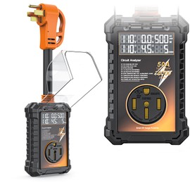 RV Surge Protector 50 Amp, 16000 Joules Surge Guard Protection with Waterproof Cover, Automatic Over/Under Voltage & Temperature Shutoff, 6 in 1 LED Display for Travel Trailers