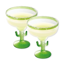 Supreme Housewares Cactus Margarita Glasses, Durable BPA-Free Acrylic Drinkware, Shatter-Proof and Reusable, Green, 18 oz, Set of 2