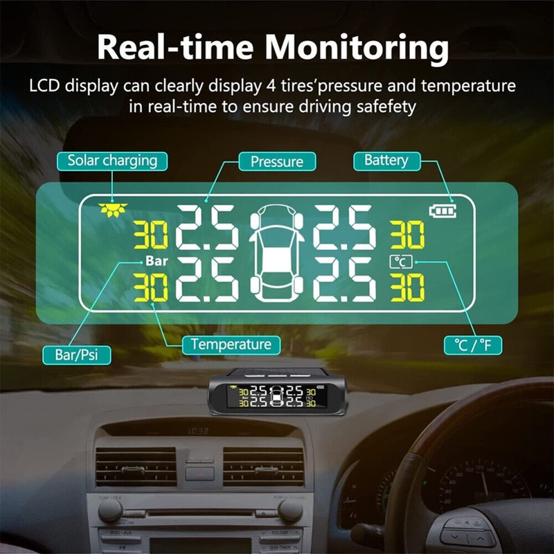 Tyre Pressure Monitoring System, Solar Wireless TPMS + 4 External