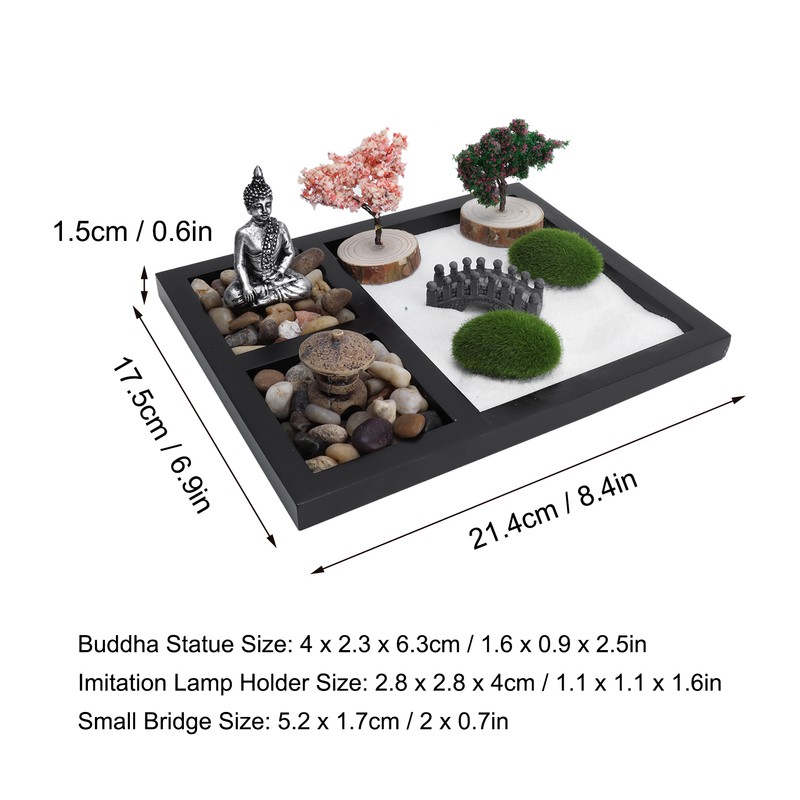 Zen Garden Sand Table Buddha Statue Sandbox Japanese Style Desktop