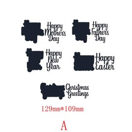 Briartw Important Days Happy New Year Words Phrases Metal Stencil Cutting Dies for DIY Cards Photoes Album Scrapbooking Embossing (A)