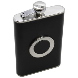 BlueDot Trading® Leather and Stainless Steel 8 oz Liquor Flask with Built In Collapsible 2 oz Stainless Steel Shot Glass and Funnel - 1 2 3 or 4-Pack (2)