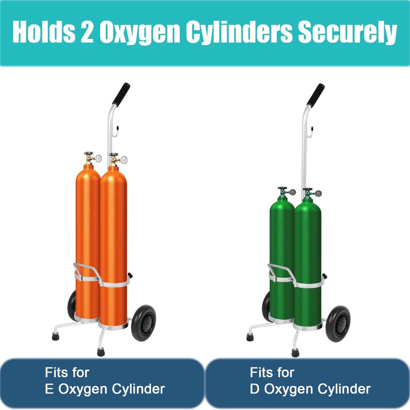 WYJREES 2 PCS Dual Oxygen Cylinder Cart, Lightweight Oxygen Tank