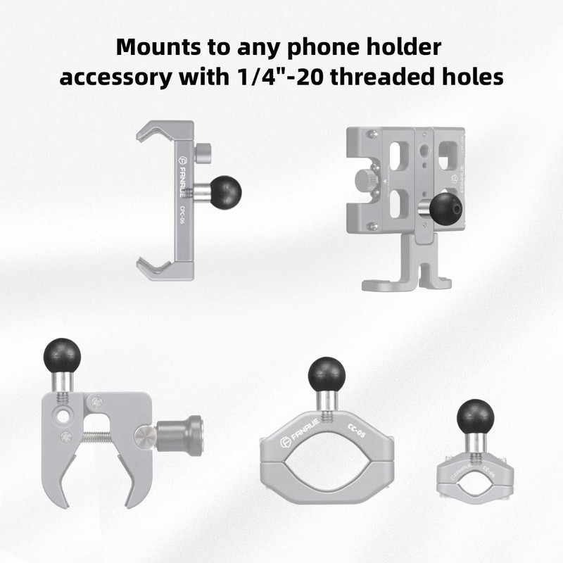 FANAUE Aluminum 17mm Ball Head Adapter with 1/4 inch Thread,