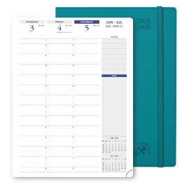 POPRUN Academic Planner 2025-2026, 8.5'' x 11.25'', Quarter-Hourly Appointment Book (July 2025-June 2026) with PU Leather Soft Cover, Dual Pockets, Monthly Tabs, 100GSM Thick Paper - Pacific Green