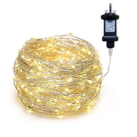 Gresonic Fairy Lights Plug in 100LED 10m/33ft Warm White Mains Powered Micro Copper Wire String Lights Waterproof Low Voltage Indoor Outdoor Decorations for Garden, Wall, Bedroom, Tree, Wedding
