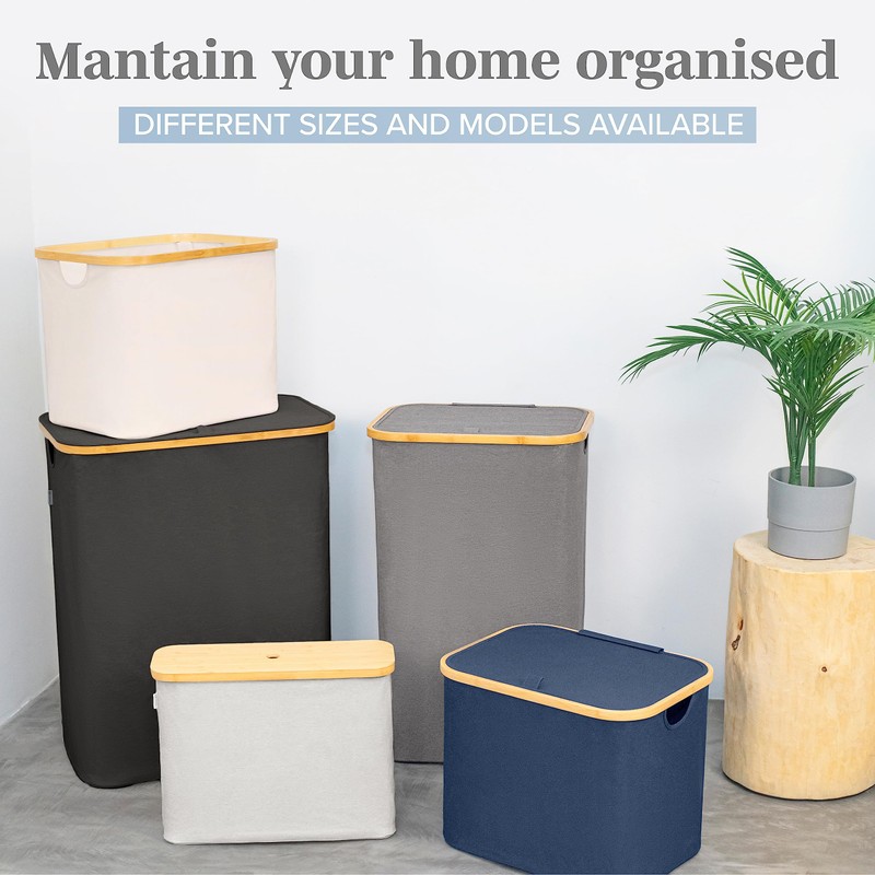 LONBET Laundry Basket with Lid, Made from Breathable Fabric |