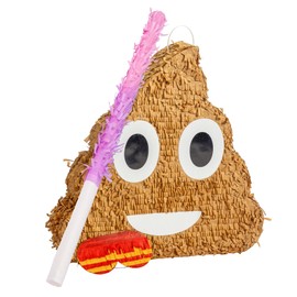 Fax Potato Poop Emoji Cardboard Pinata, Stick and Blindfold Set - 3pc - Pink Stick - Fill Your Own Kids Large Party Accessory Decoration - W45cm x D10cm x H45cm