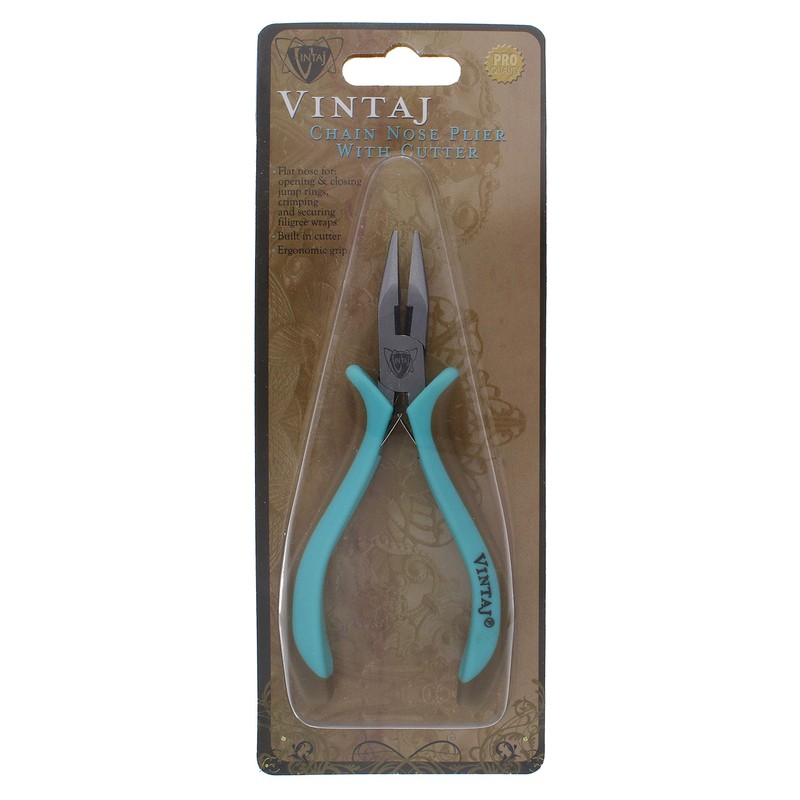 Vintaj Chain-Nose Pliers with Cutter and Ergonomic Grip, Jewelry Making
