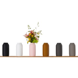 3D Vase Modern Flower Vase Siena 20 cm Table Vase Decorative Vase for Flowers (Light Grey)