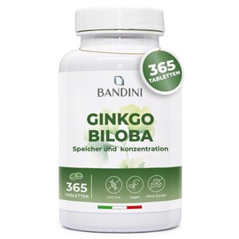 Bandini Ginkgo Biloba 6000 mg, 365 Tablets, 50:1 Extract, High Dose