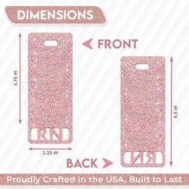 Extended RN Badge Buddy Vertical Cute Registered Nurse Badge Buddy Colorful and Glitter Acrylic RN Card Perfect Size for Extended Nursing ID (Rose Gold Glitter)