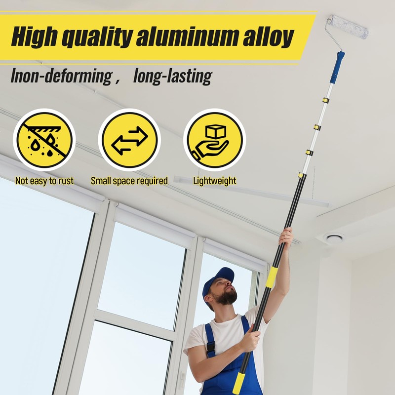 Leriton 7-30ft Long Telescopic Extension Pole with Hook Paint Roller