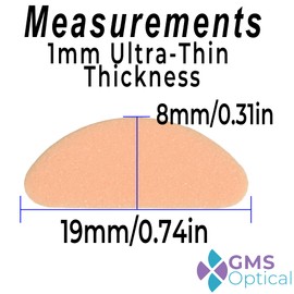 GMS Optical Ultra-Thin Quality Adhesive Halfmoon Felt Nose Pads - Removes Soreness - Extra Large (19mm x 8mm x 1mm) (5 Pair, Peach)