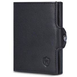 VON HEESEN Credit Card Holder Credit Card Holder, Black (Waxy), XL coin compartment