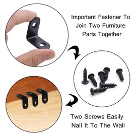 Aylifu 90 Degree Corner Braces 25 x 25mm, 12 Pieces Black Right Angle Brackets Fasteners, Stainless Steel L Shaped Corner Bracket with 24 Pieces Screws for Shelves, Cabinet, Furniture