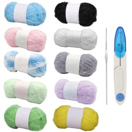 Scrubby Yarn for Dishcloths, Pastel Yarn for Crocheting, Quality Polyester Blend, 12-Color Kit, Skein Quality and Versatile for Knitting and Crocheting