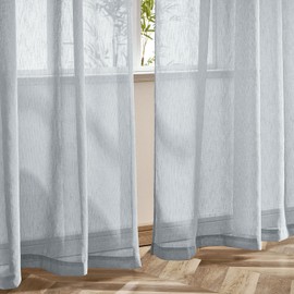 Topfinel Lace Curtains, Width 39.4 x Length 42.5 inches (100 cm) x Length 42.5 inches (108 cm), Set of 2, Gray, UV Protection, Semi-Shielded Image, Heat Insulation, Energy Saving, Scandinavian, Cotton