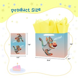ysmile Cat Gift Bag with Wrapping Tissue for Women Men Pet Birthday Anniversary 13"