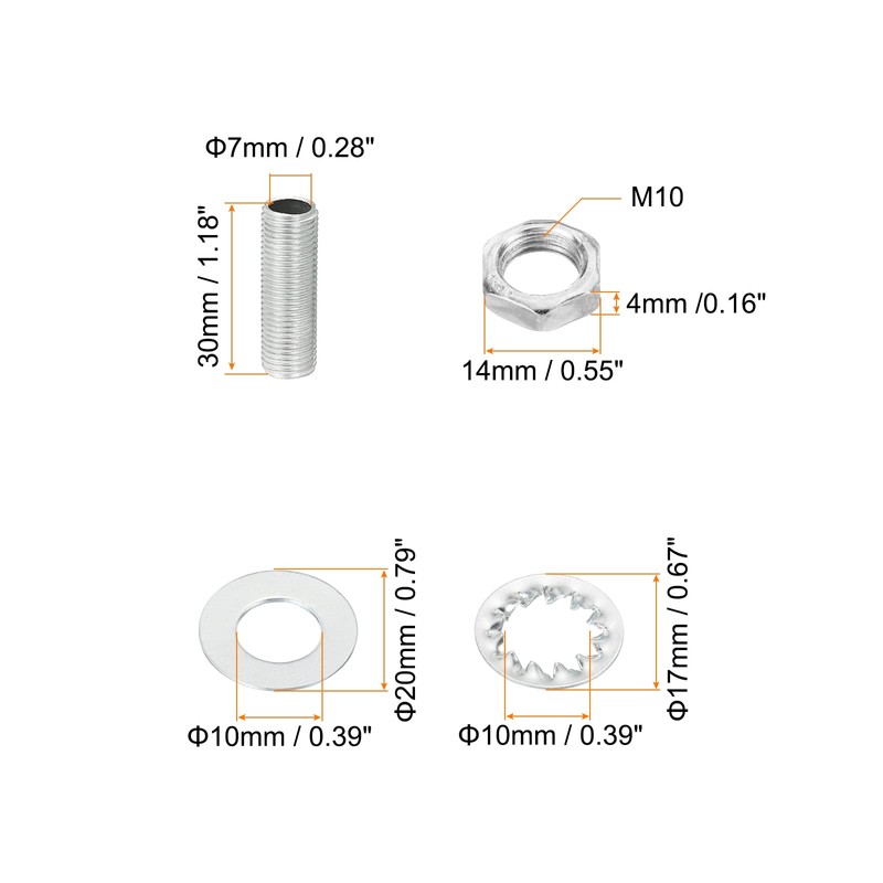 PATIKIL M10 Thread 1.18 Inch Lamp Cable Kit with Lock