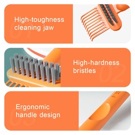 RHOS 2-in-1 Hair Brush Cleaner Rake - Removes Hair Dust, For Home and Salon Use (2 Pack-Orange)