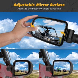 KEMIMOTO UTV Side Mirrors, Adjustable Surface Folding Aluminum Special Clamp Side View Mirrors Compatible with 2014-2023 Polaris RZR XP 900 1000 Turbo Trail UTV Bolt Mount Accessories #2881198
